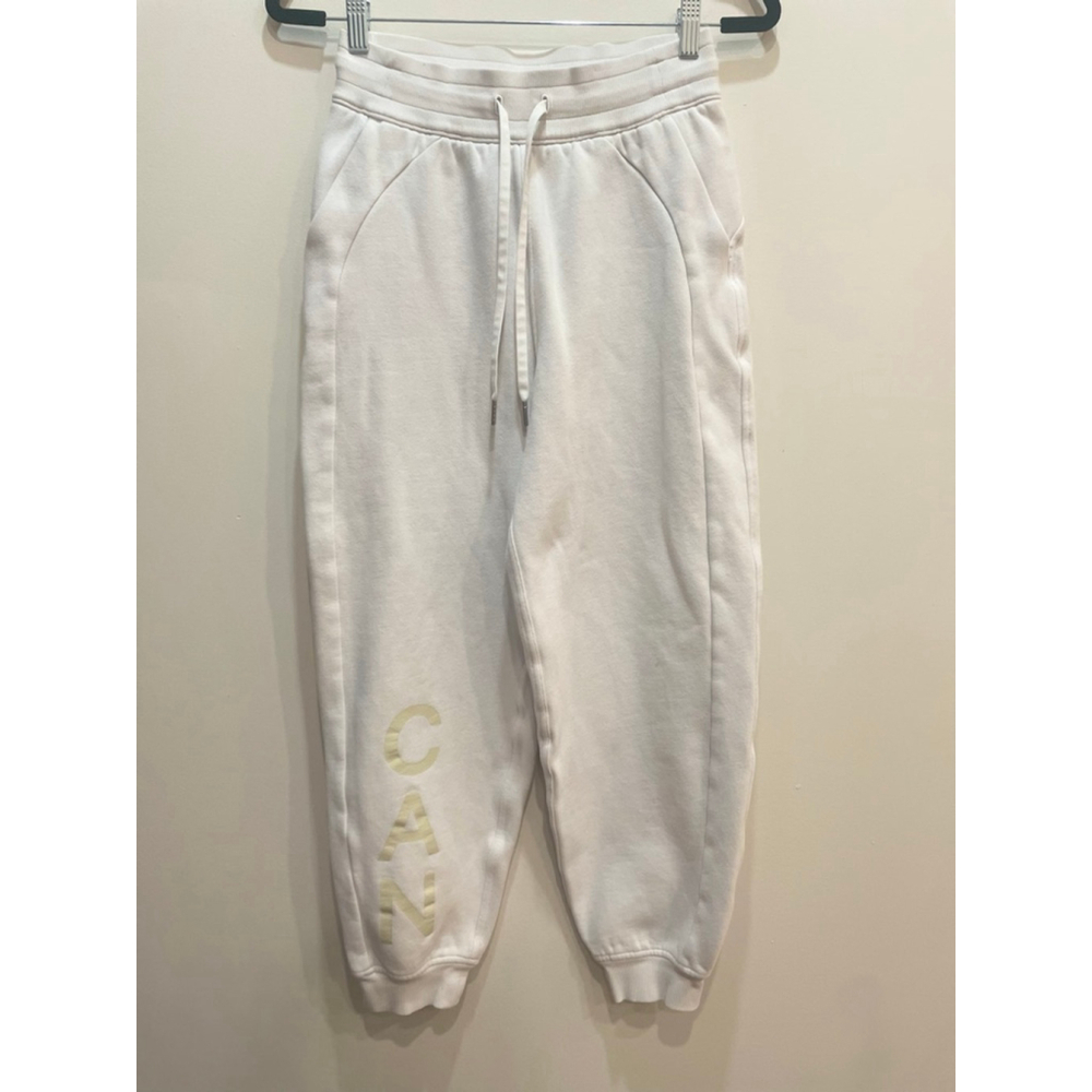 lululemon athletica White Track Joggers with Pale Yellow Accent